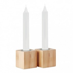 Zestaw 2 świece i bambusowe świeczniki, PYRAMIDE