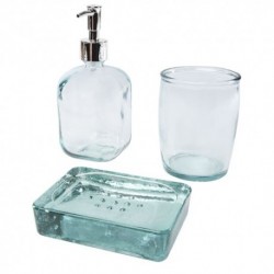Jabony 3-częściowy zestaw łazienkowy ze szkła pochodzącego z recyclingu
