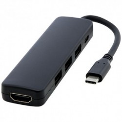Loop adapter multimedialny USB 2.0-3.0 z portem HDMI wykonany z tworzyw sztucznych pochodzących z recyklingu z certyfikatem R